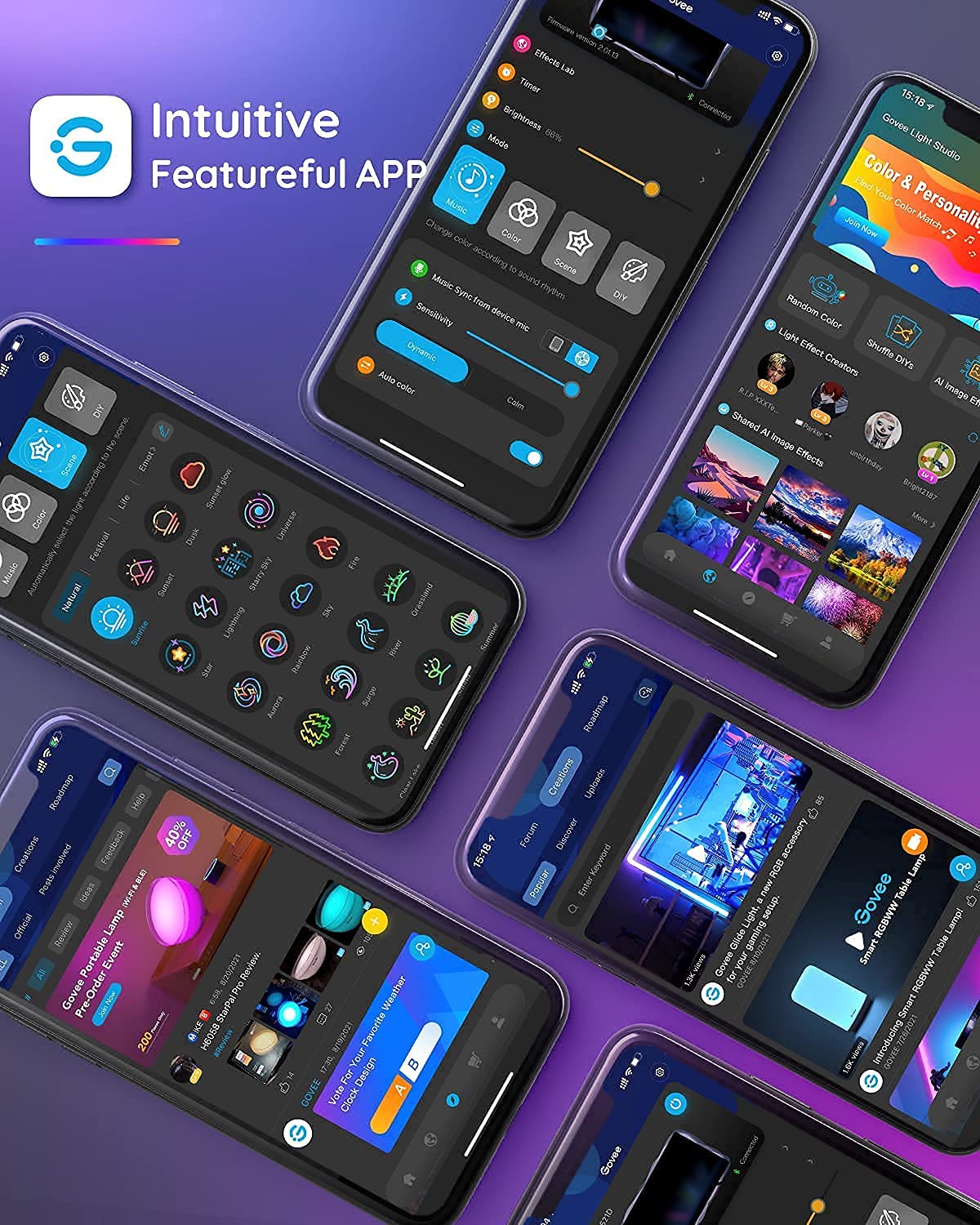 Govee Bluetooth RGB LED Backlight Strip for TVs (TV Sizes of 46-60 Inches)