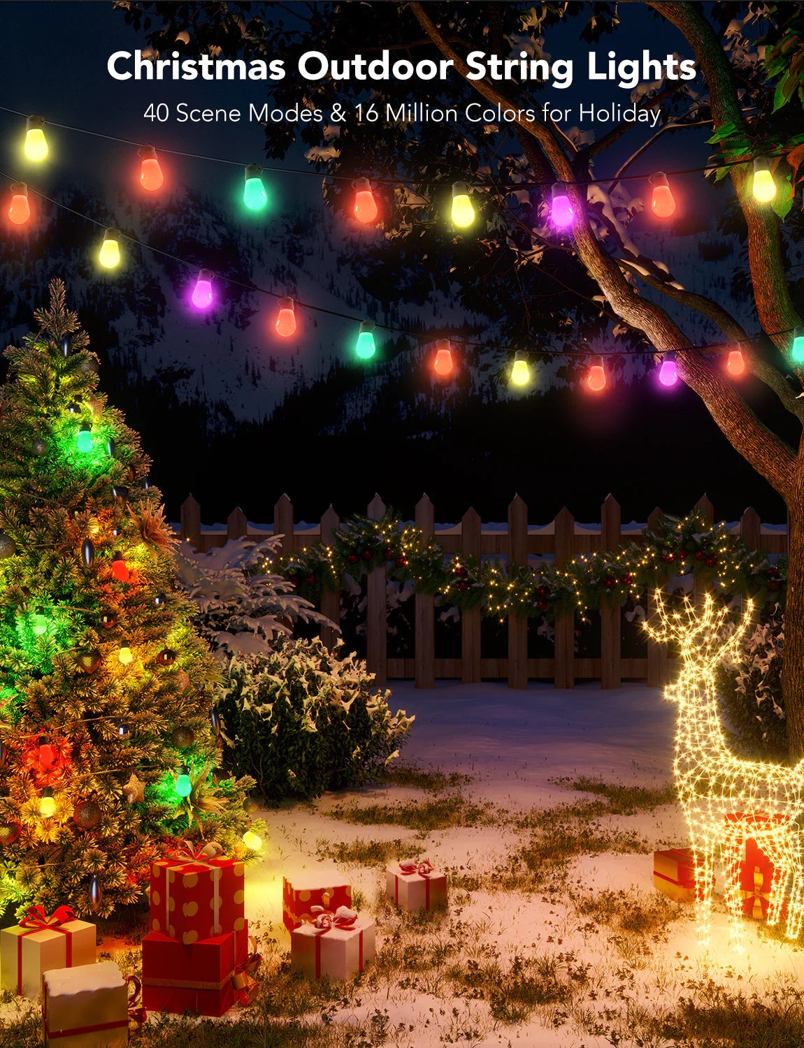 Govee RGBIC Warm White Wi-Fi & Bluetooth Smart Outdoor String Lights (15m)