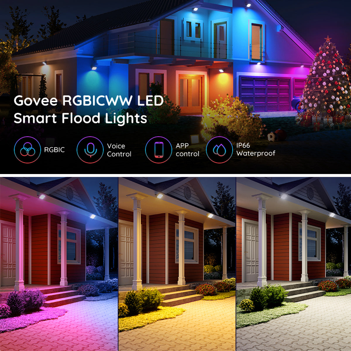 Govee RGBICWW LED Smart Flood Lights (4 Pack) - Smart Light