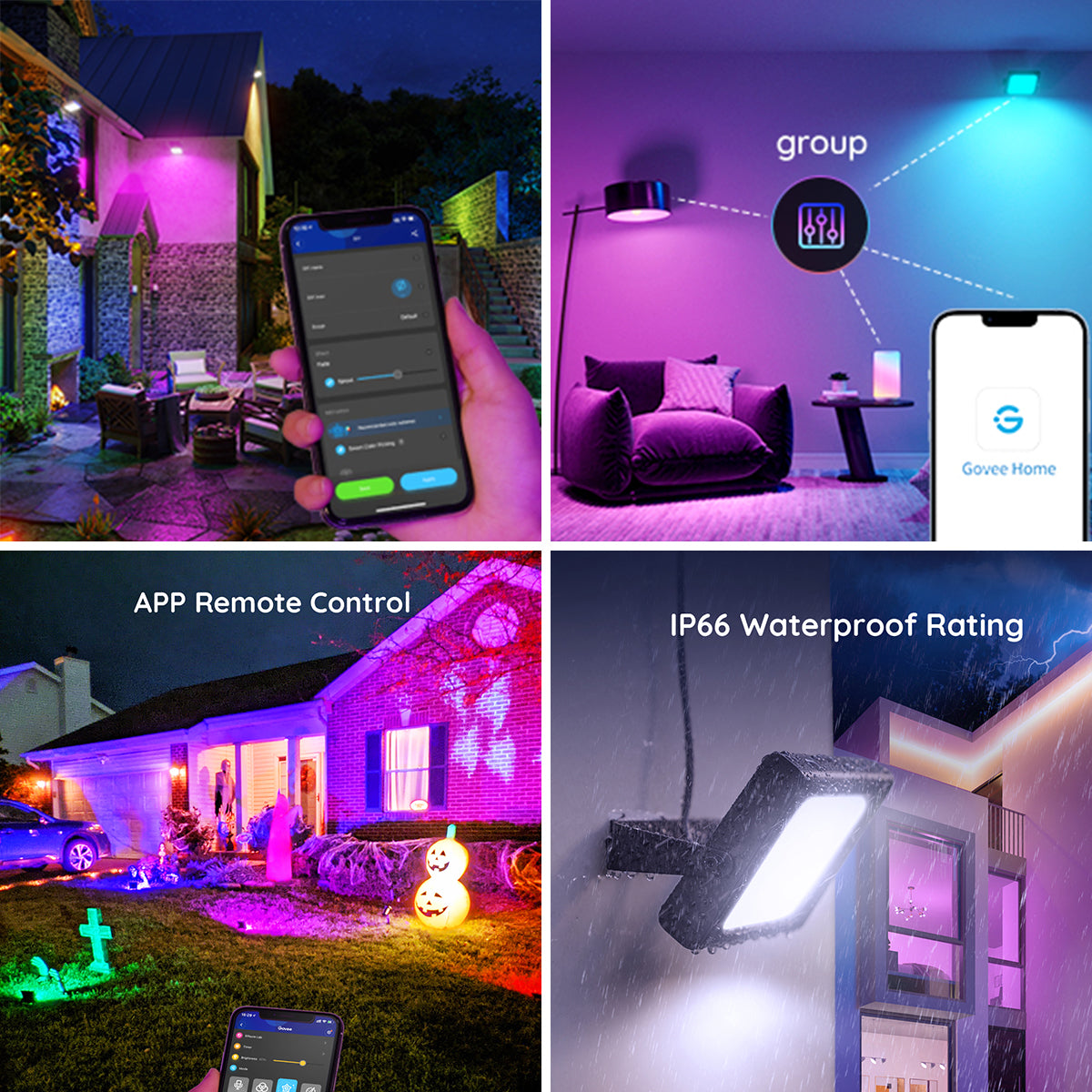 Govee RGBICWW LED Smart Flood Lights (4 Pack) - Smart Light