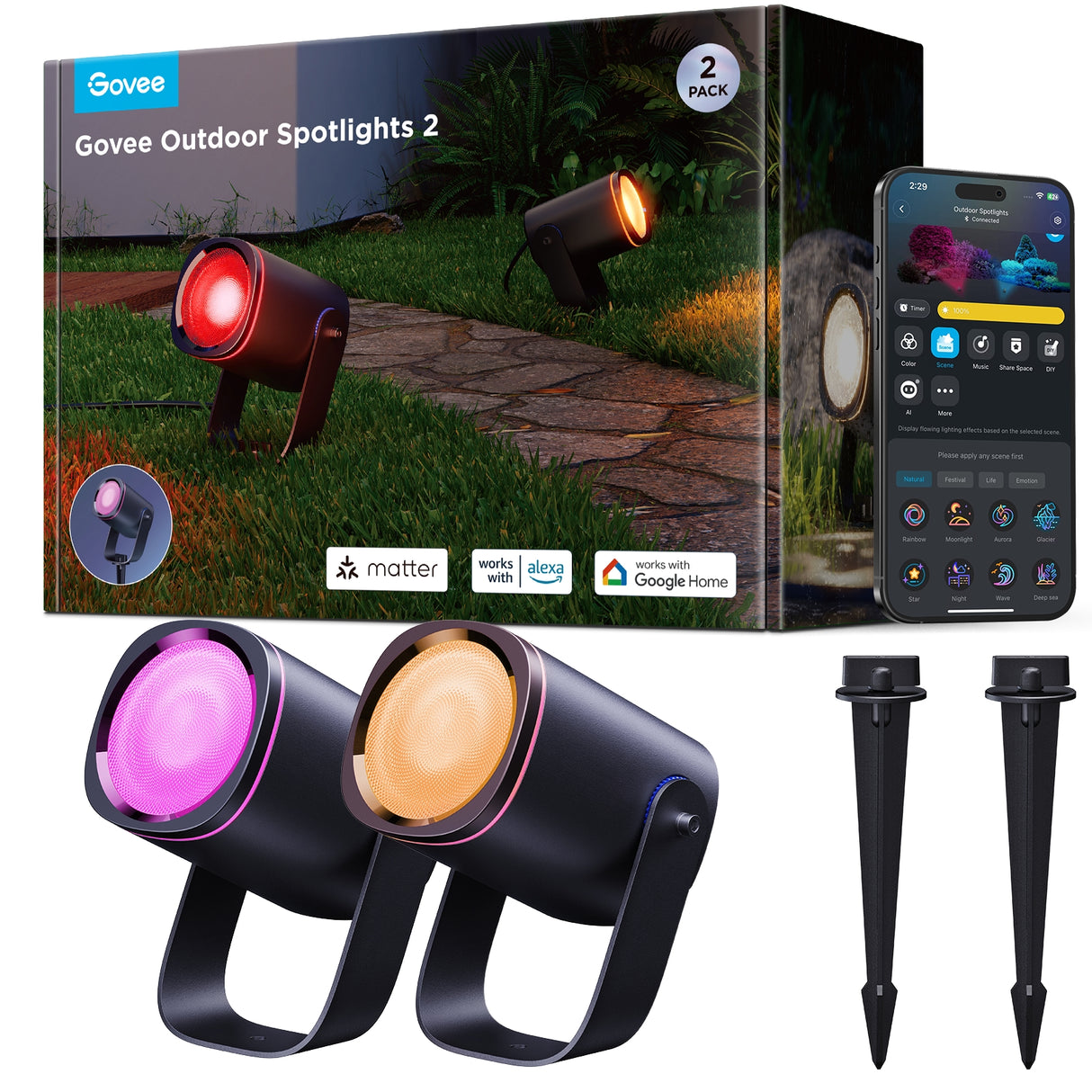 Govee RGBICWW Outdoor Spotlights