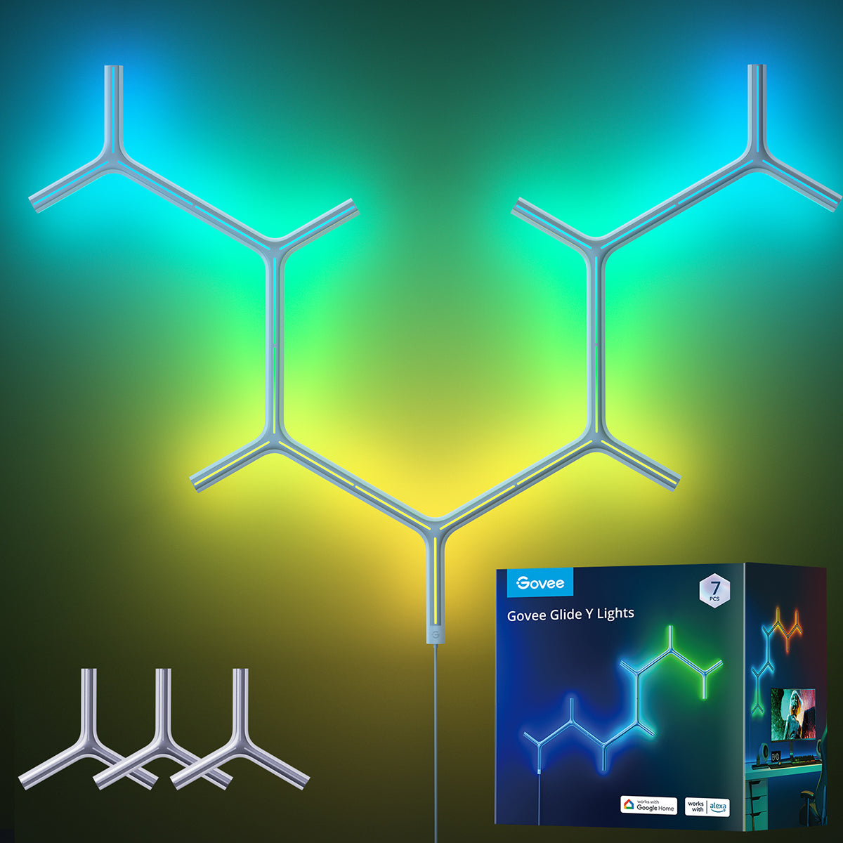 Govee Y Shape Light Panel (7 pack) - Smart LED Light - UNBOXED DEAL