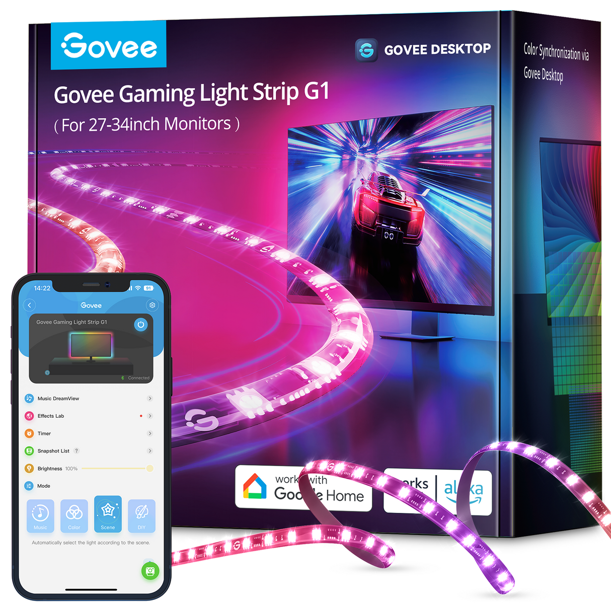 Govee Gaming Monitor Light Strip G1 - Smart LED Backlight 27-34" Monitors - UNBOXED DEAL