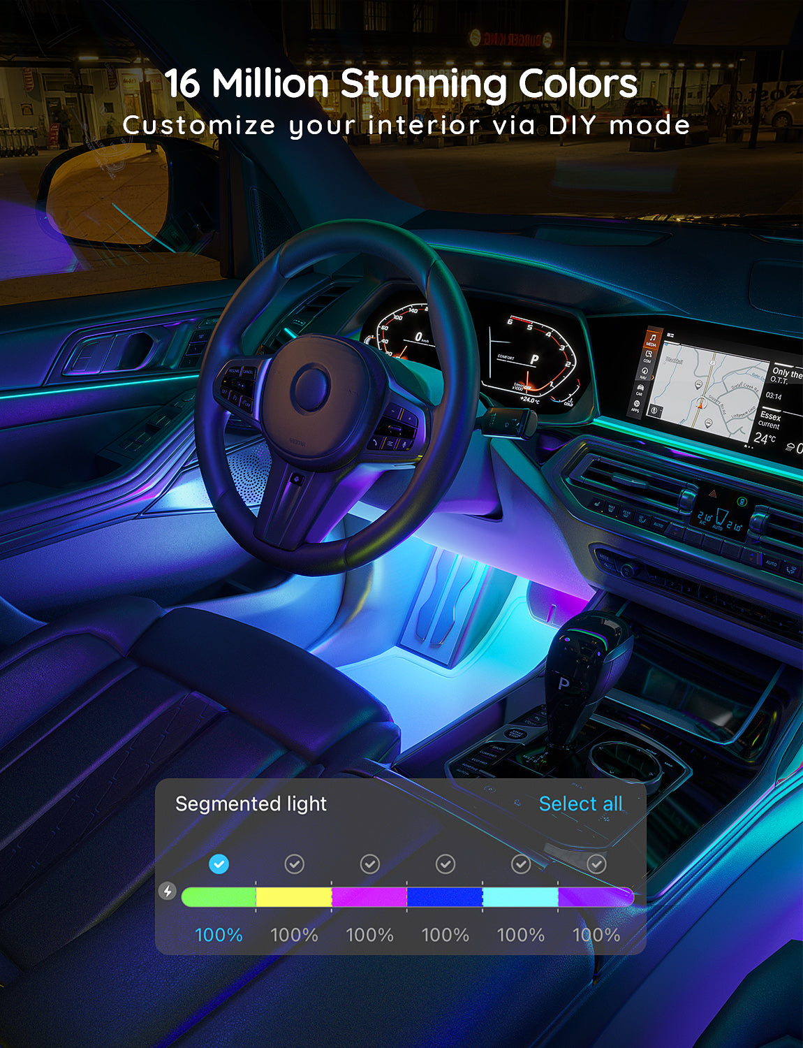 Govee RGBIC Interior Car Lights (30 Scene Mode + 4 Music Mode)