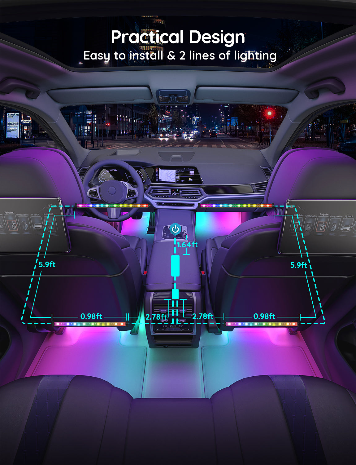 Govee RGBIC Interior Car Lights (30 Scene Mode + 4 Music Mode)