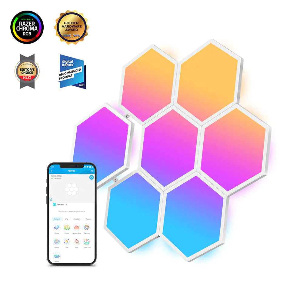 Govee Glide Hexa Light Panels (10PCS) - Smart RGBIC LED Panels for Gaming & Ambiance