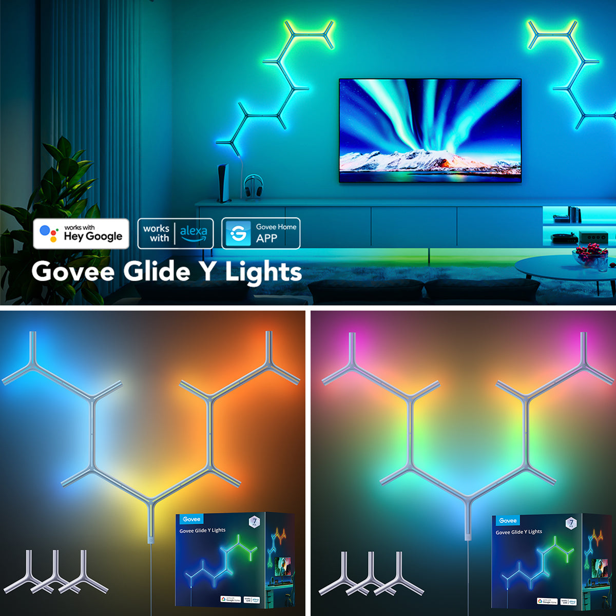 Govee Y Shape Light Panel (7 pack) - Smart LED Light - UNBOXED DEAL