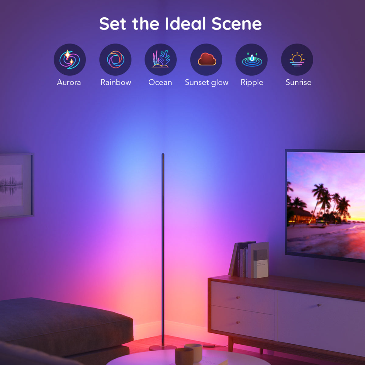 Govee RGBICW Smart Corner Floor Lamp (1.3m High) - Smart LED Light