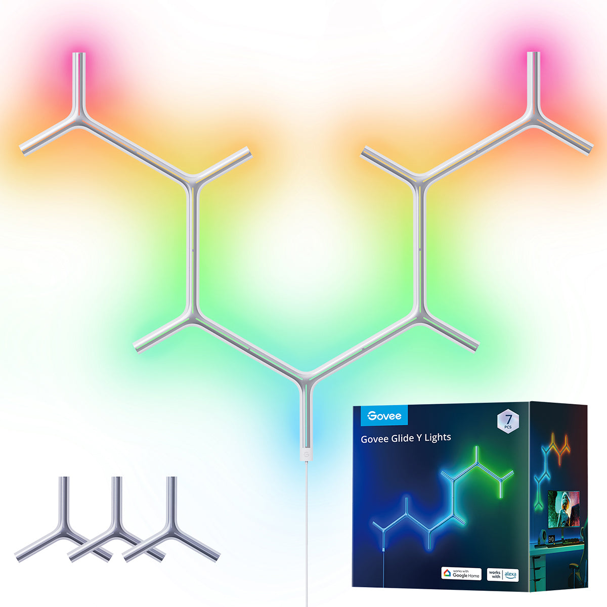 Govee Y Shape Light Panel (7 pack) - Smart LED Light - UNBOXED DEAL