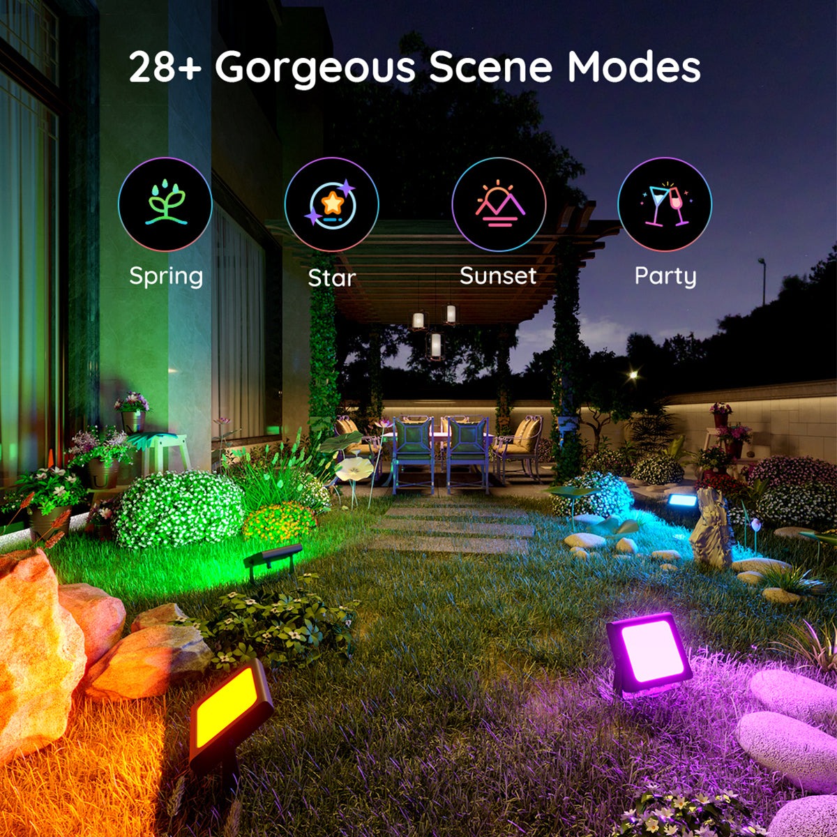 Govee RGBICWW LED Smart Flood Lights (4 Pack) - Smart Light