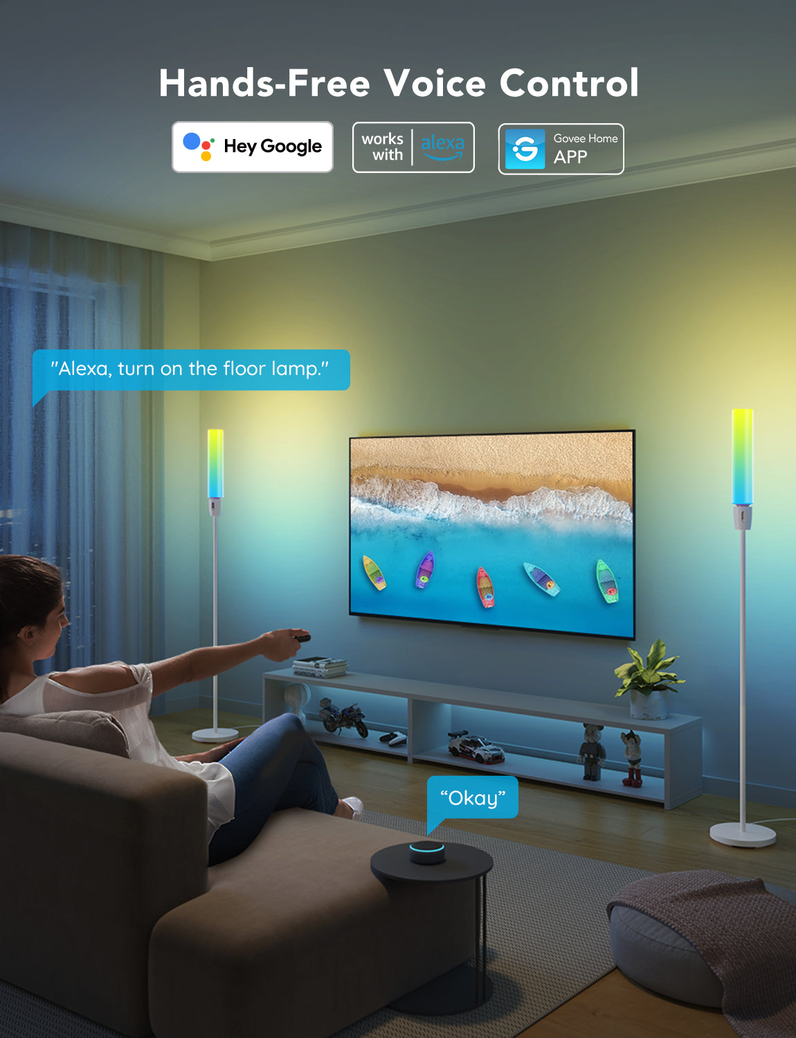 Govee RGBICWW Cylinder Floor Lamp - Smart Ambiance Room Decor Light