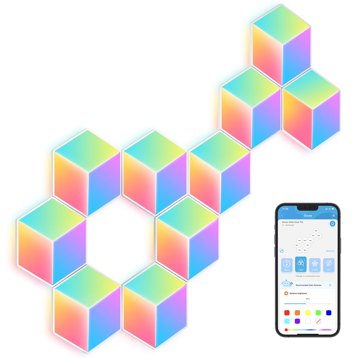 Govee Glide Hexa Pro 3D LED Light Panels (10PCS) - Smart Gaming & Ambiance