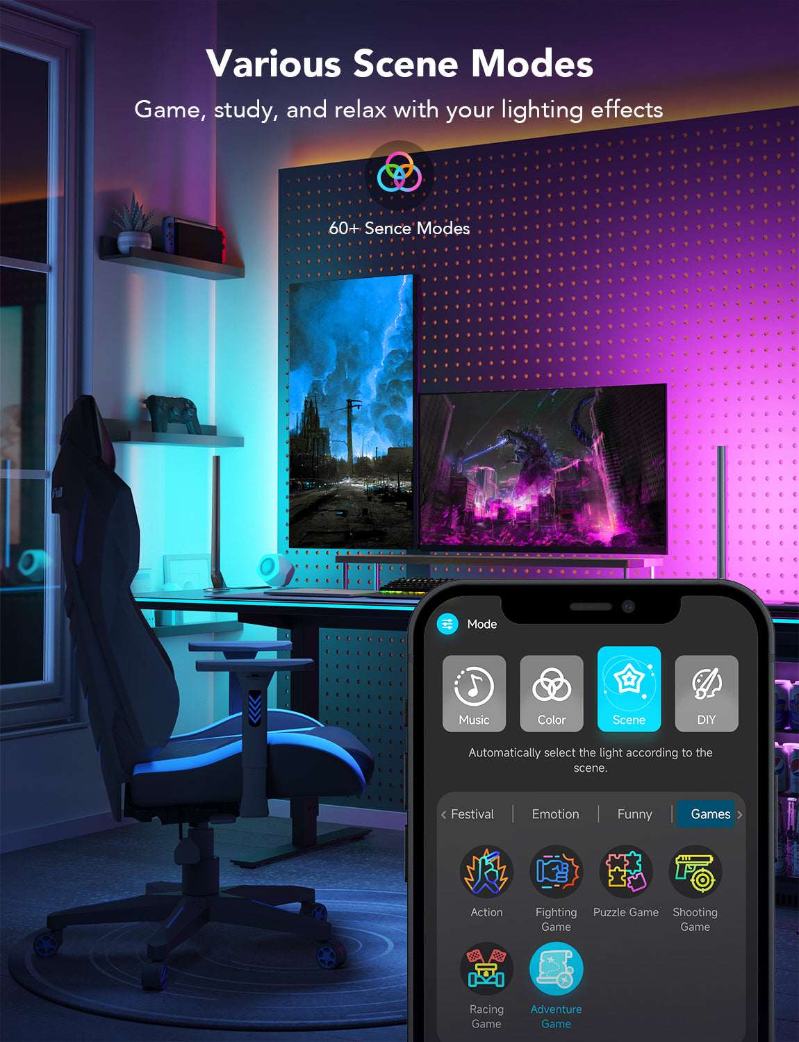 Govee Smart Gaming Light Bars (42cm high) - RGBIC, Razer Chroma/Synapse 3