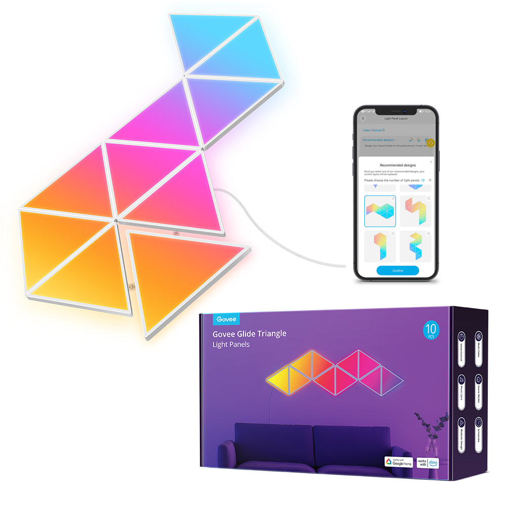 Govee Glide Triangle Light Panels (10PCS) - Smart Gaming & Ambiance RGBIC