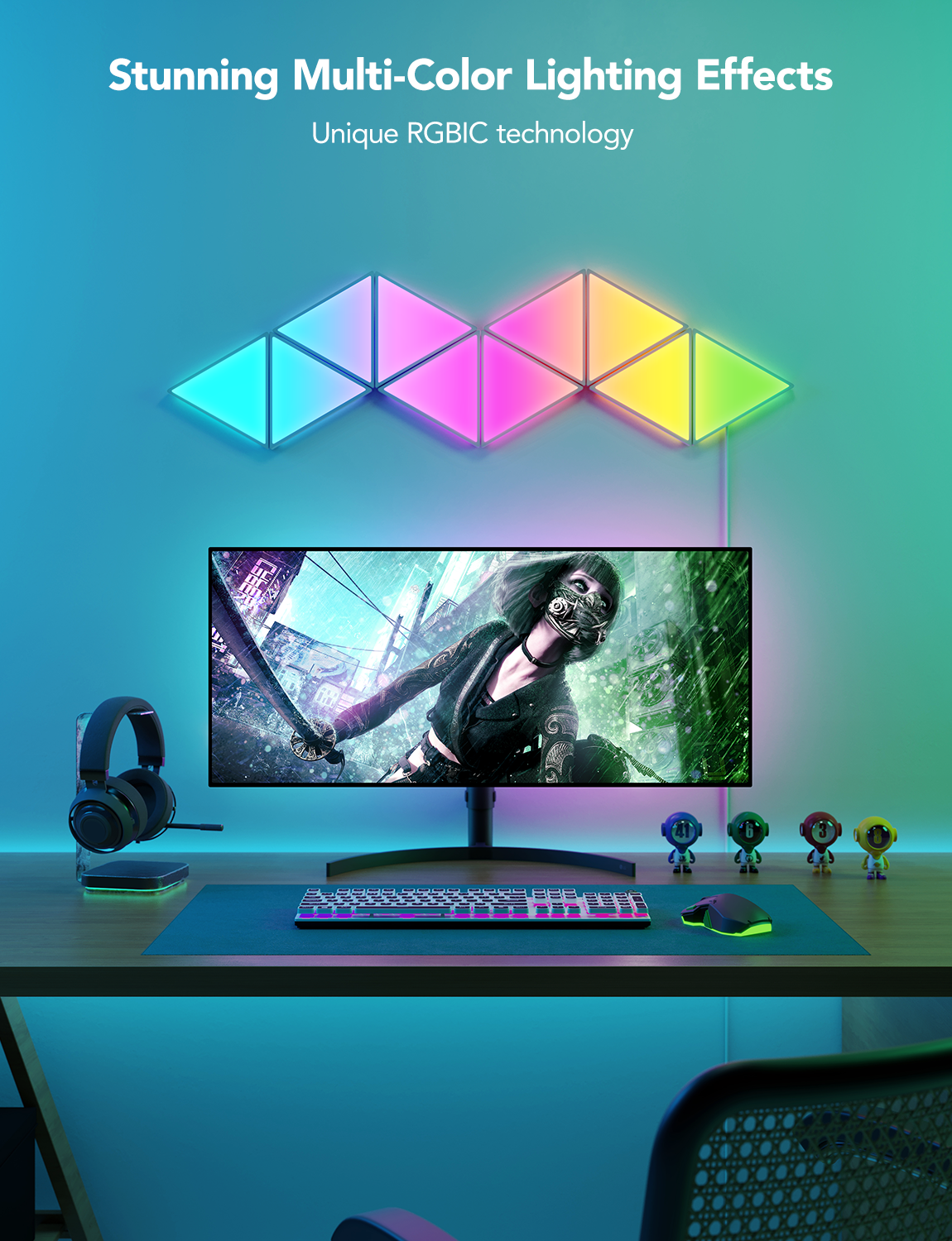 Govee Glide Triangle Light Panels (10PCS) - Smart Gaming & Ambiance RGBIC