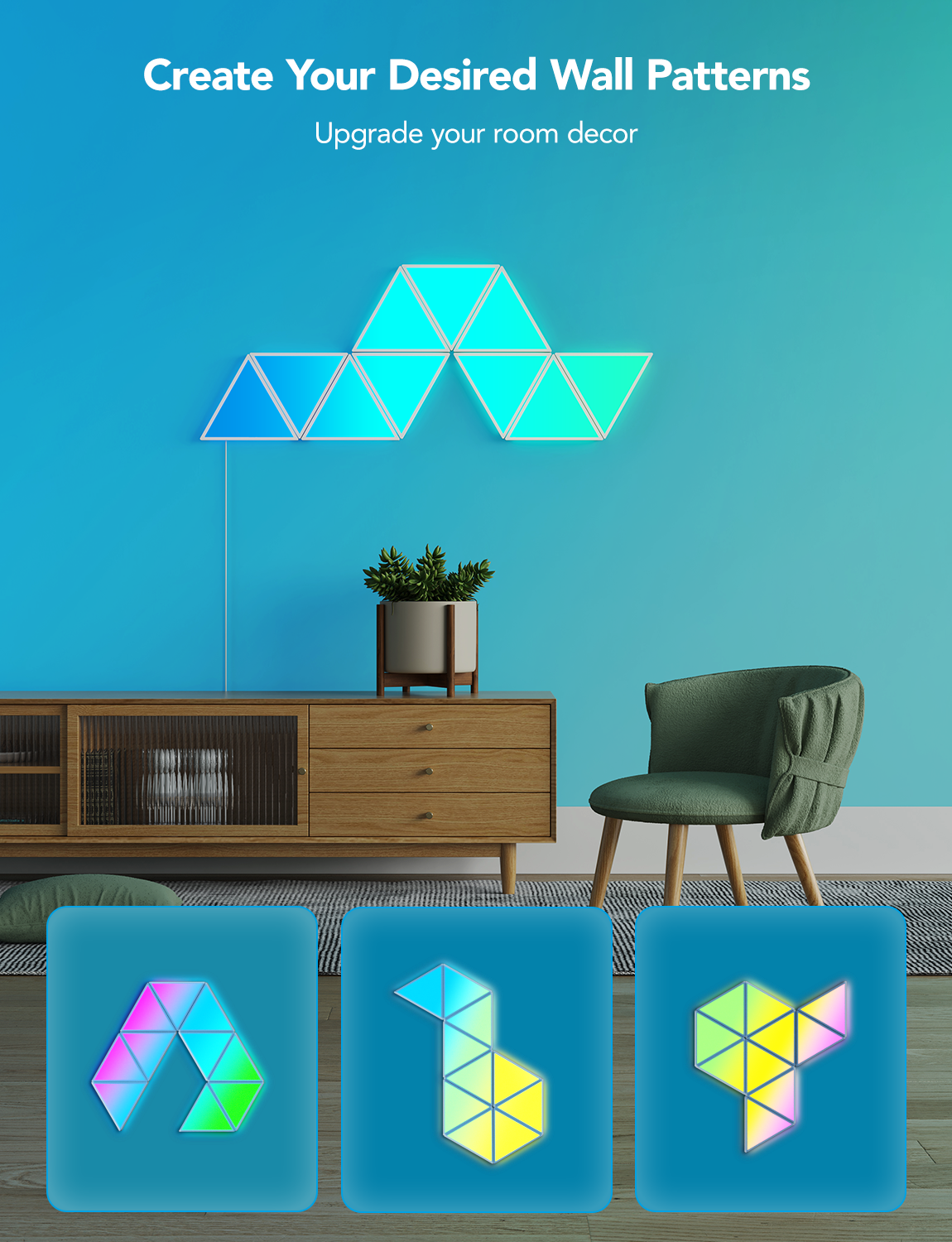 Govee Glide Triangle Light Panels (10PCS) - Smart Gaming & Ambiance RGBIC