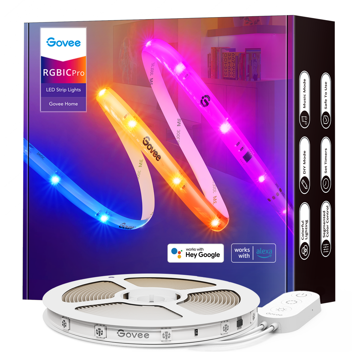 Govee RGBIC Wi-Fi + Bluetooth LED Strip Lights With Protective Coating (5-10m) - UNBOXED DEAL