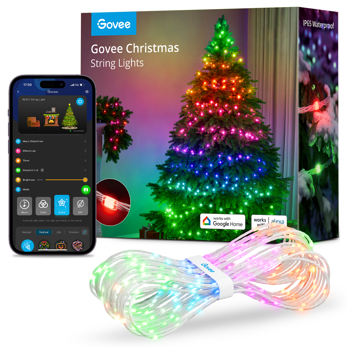 Govee Smart Christmas Lights - Works with Alexa, Indoor Outdoor Decor (10m / 20m)