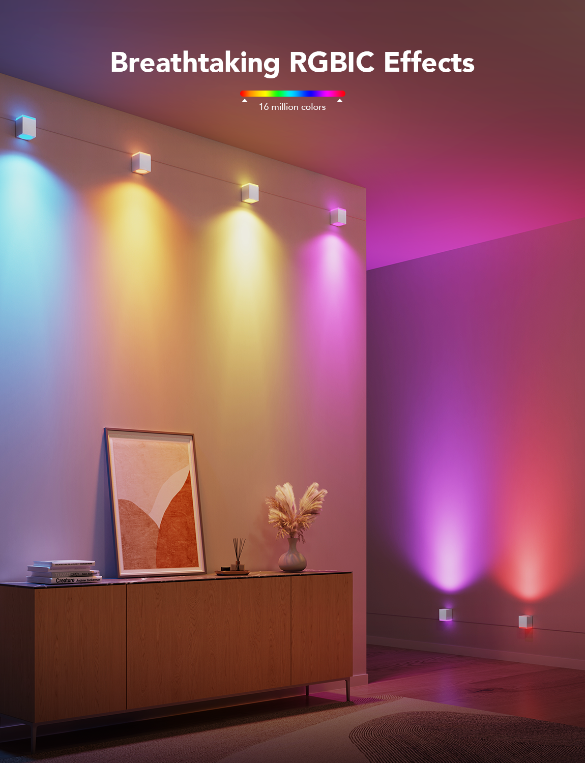 Govee RGBIC Cube Wall Sconces (6 PCS) - Smart Wall Mounted Down/Spot Lights