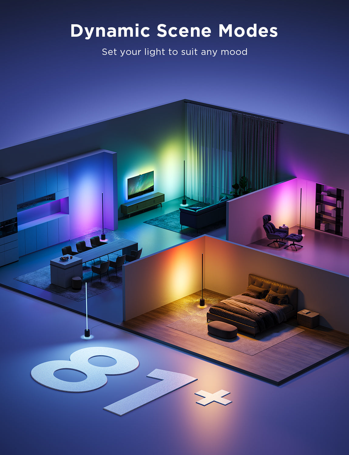 Govee Floor Lamp Pro RGBICWW Smart Floor Lamp with Speaker - 1.7m - Black