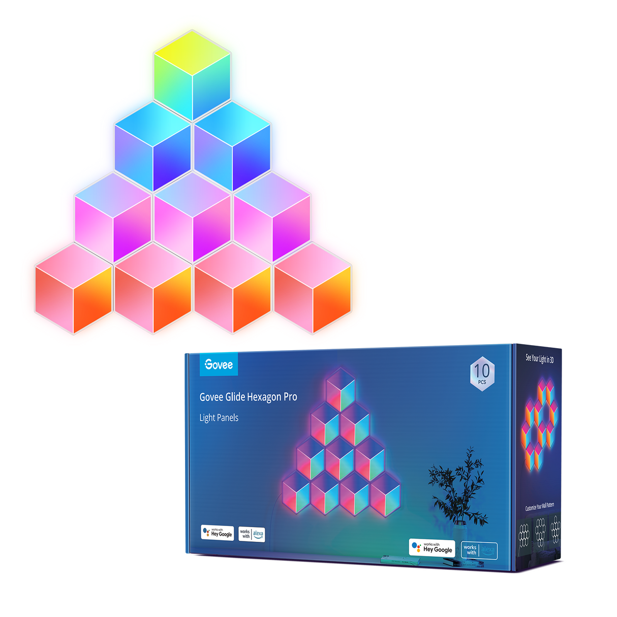 Govee Glide Hexa Pro 3D LED Light Panels (10PCS) - Smart Gaming & Ambiance