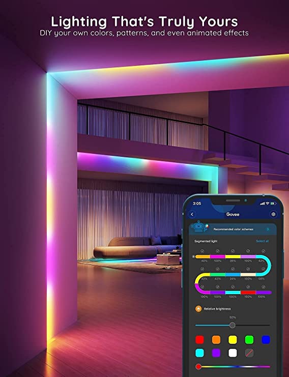Govee RGBIC Pro LED Strip Lights, 32.8ft Color Changing Smart LED Strips,  Works with Alexa and Google, Segmented DIY, Music Sync, WiFi and App