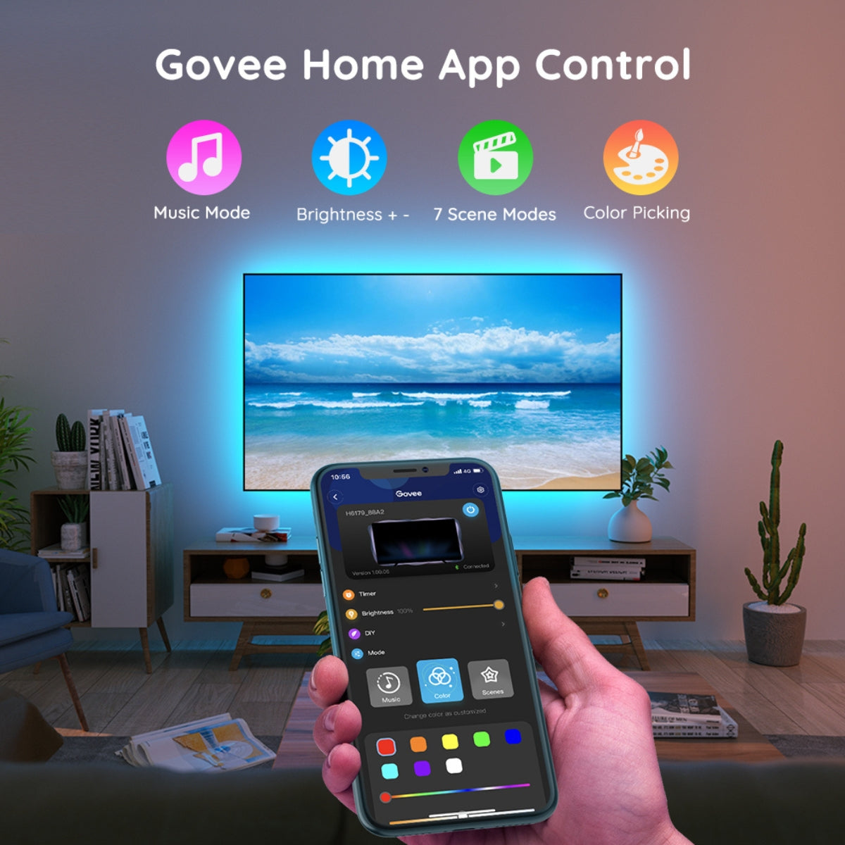 Govee Bluetooth RGB LED Backlight Strip for TVs (TV Sizes of 46-60 Inc ...