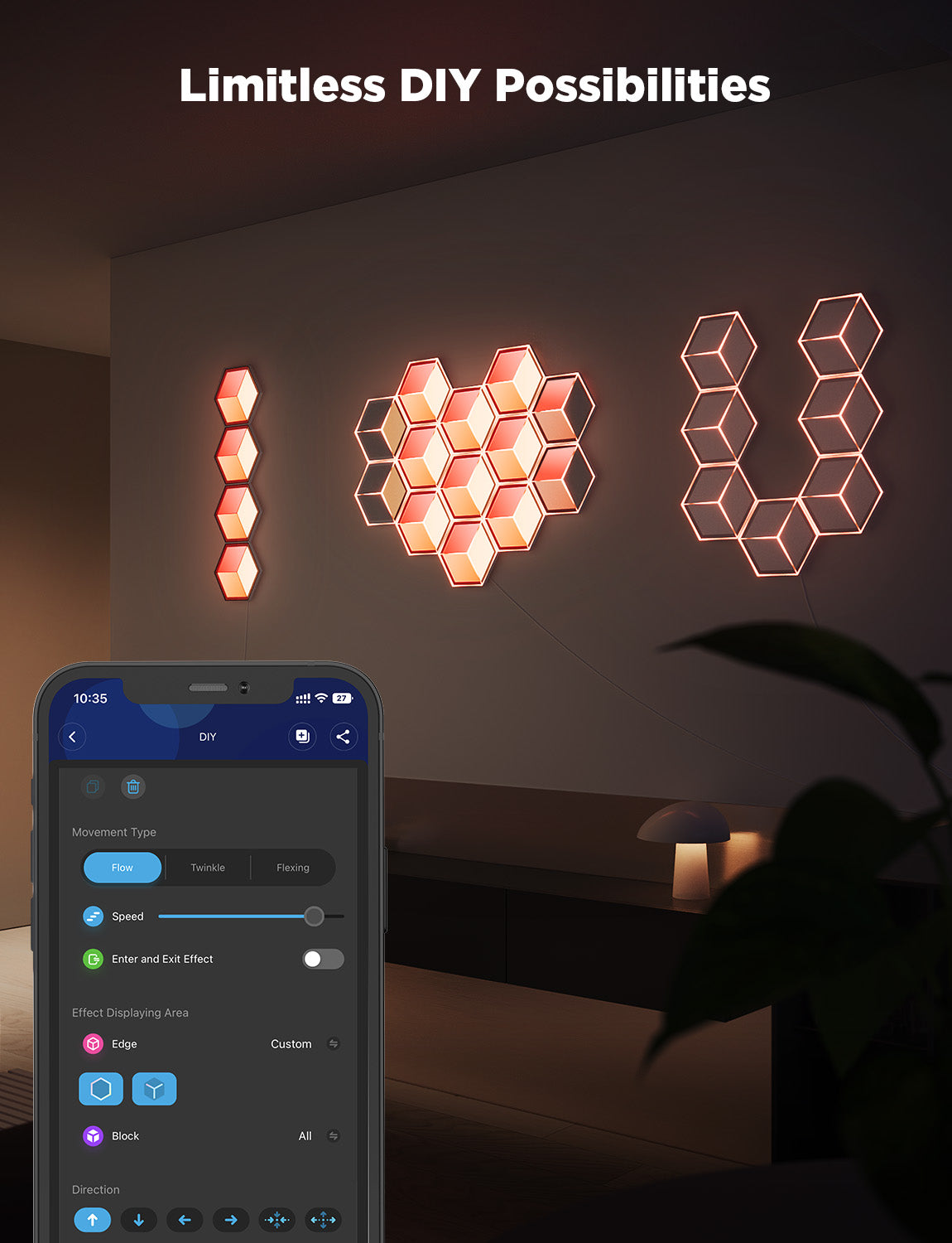 Govee Glide Hexagon 10個セット Govee Glide Hexagon Light Ultra, RGBIC 3D WiFi Wall Light, 129