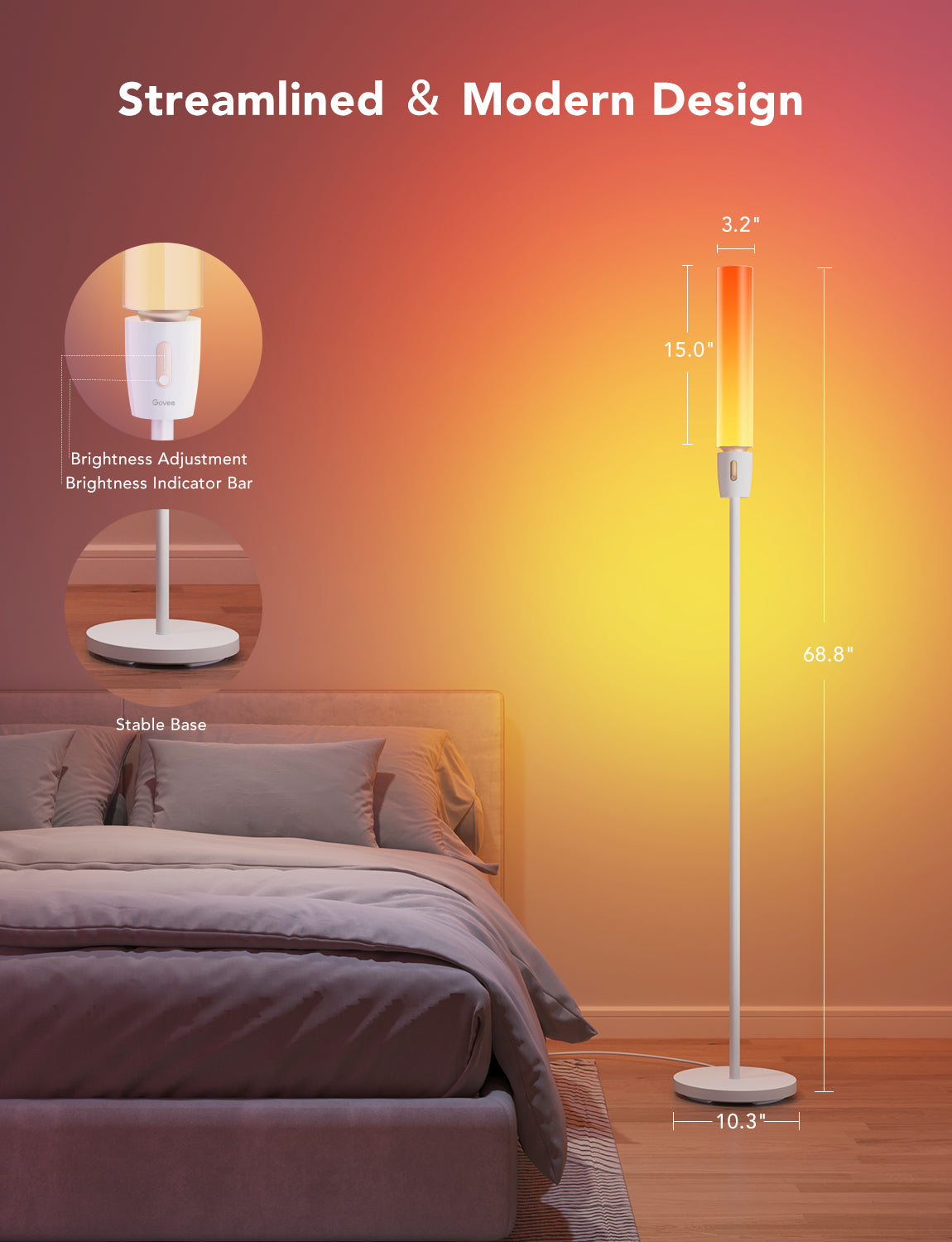 Govee RGBICWW Cylinder Floor Lamp - Smart Ambiance Room Decor Light