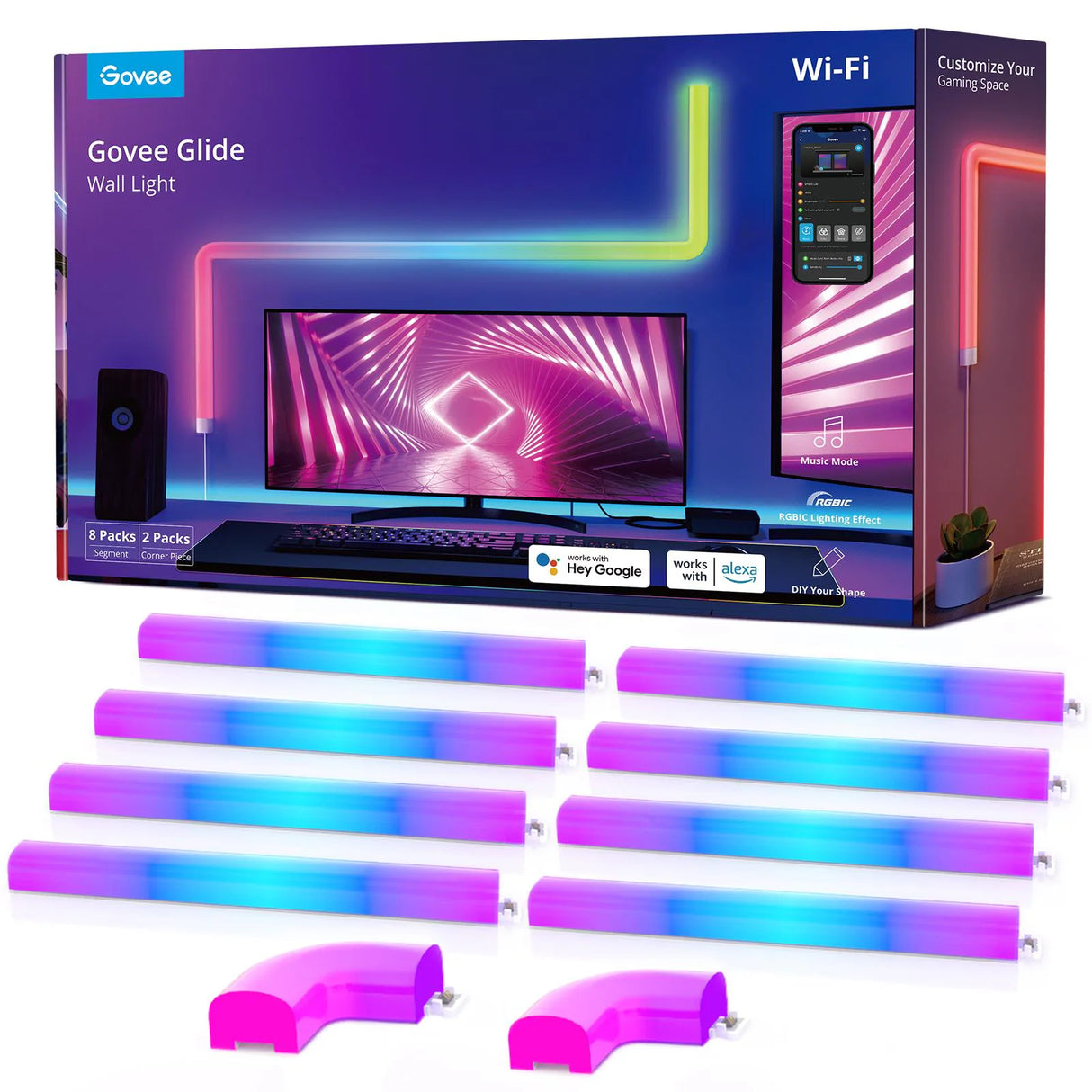 Govee Glide RGBIC Wall Light (8+4 or 6+1) - Smart Music Sync Light Bar –  Govee South Africa