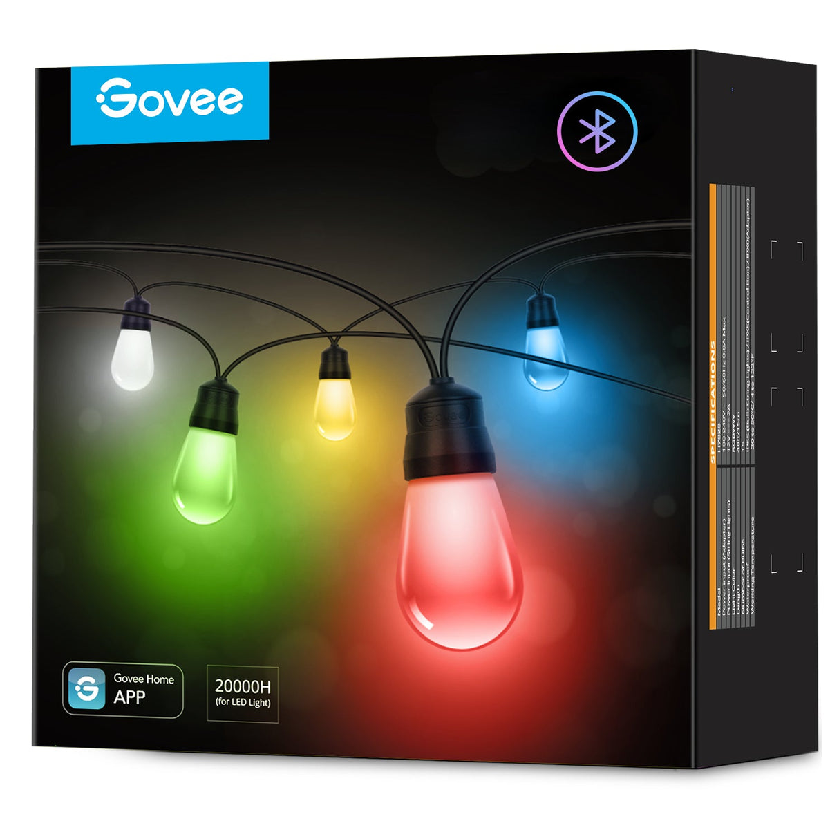 Govee RGBIC Warm White Wi-Fi & Bluetooth Smart Outdoor String Lights (15m) - UNBOXED DEAL