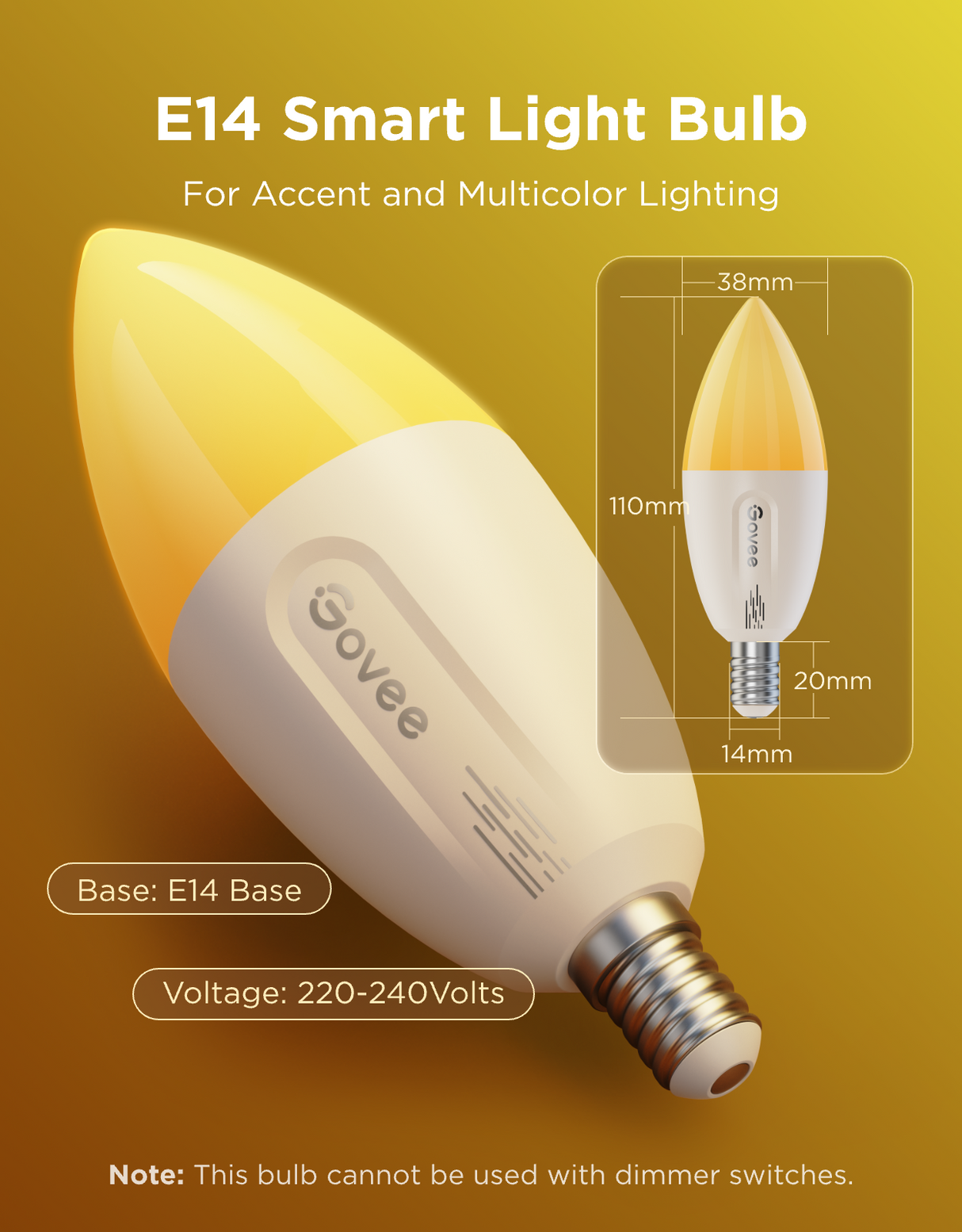Govee Smart E14 Dimmable LED Light Bulbs