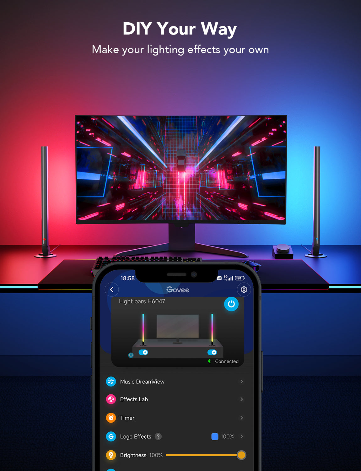 Govee Smart Gaming Light Bars (42cm high) - RGBIC, Razer Chroma/Synapse 3