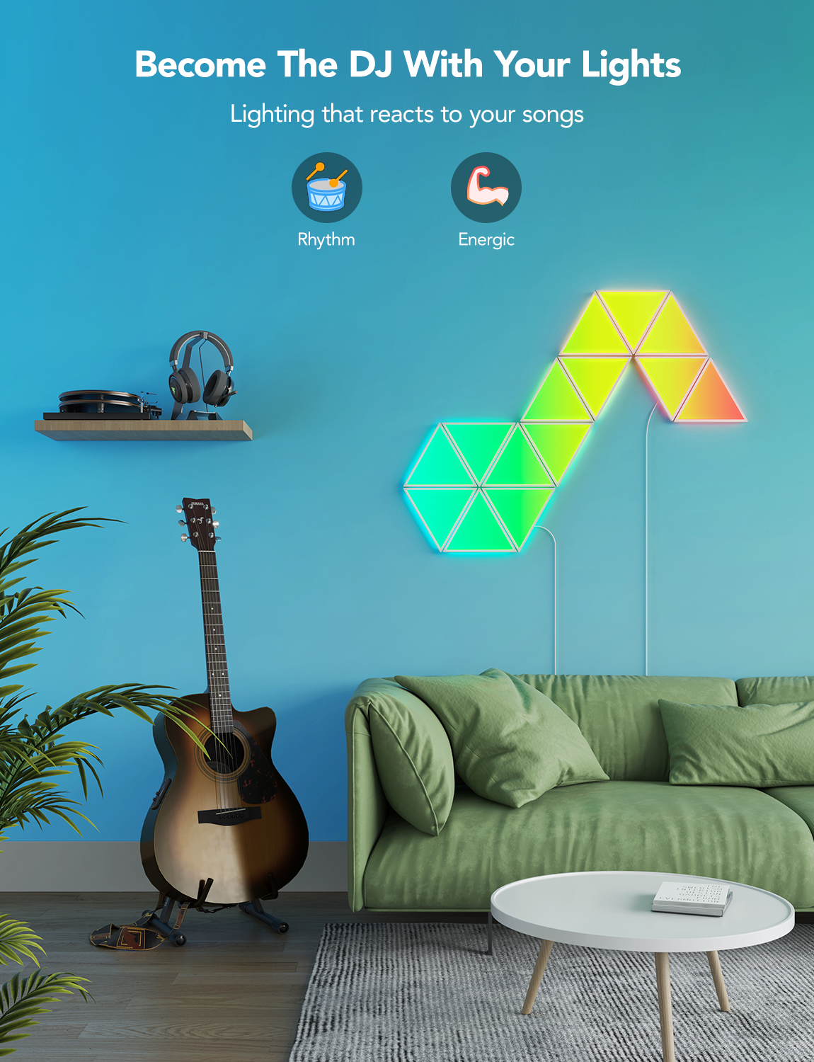 Govee Glide Triangle Light Panels (10PCS) - Smart Gaming & Ambiance RGBIC