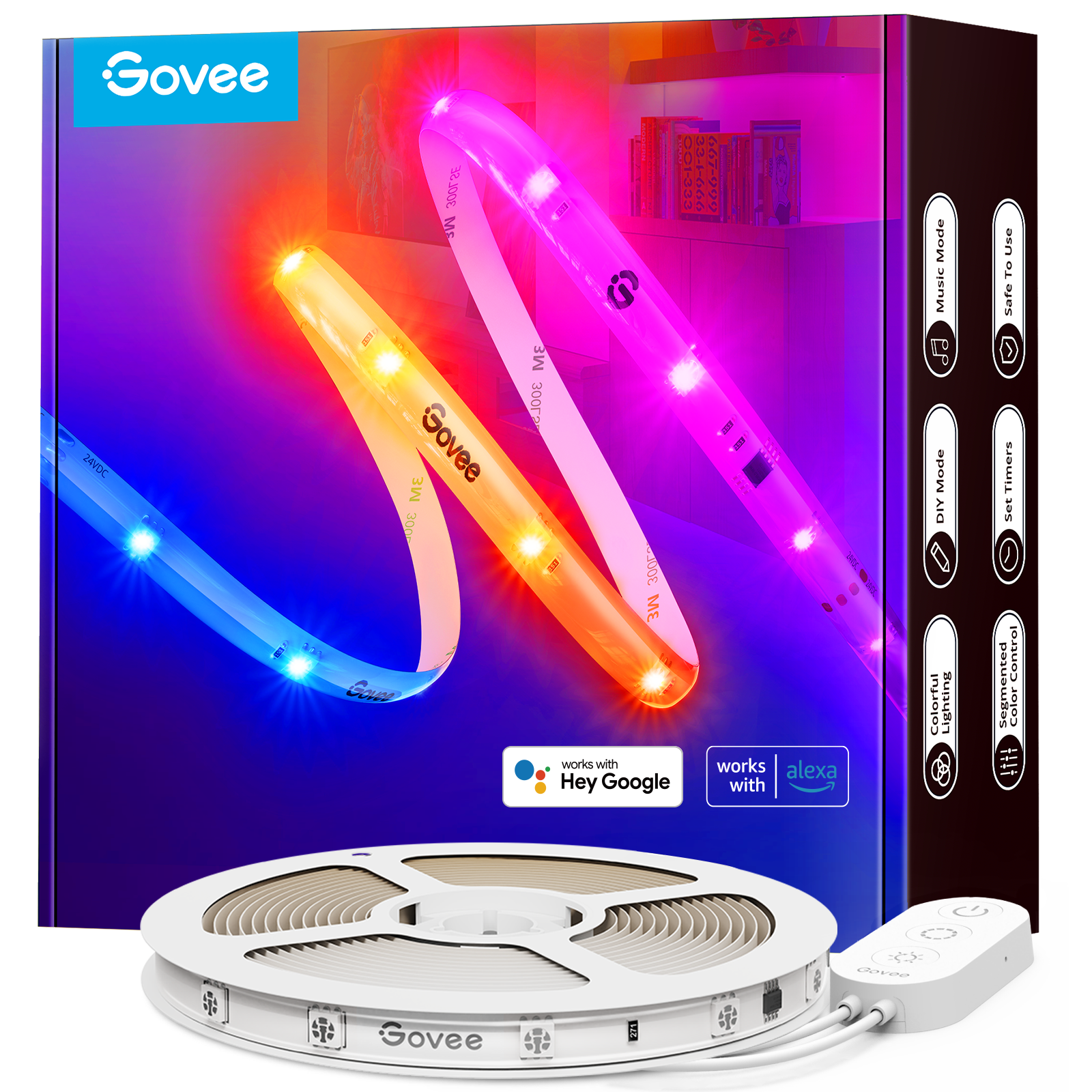Govee RGBIC Wi Fi Bluetooth LED Strip Lights With Protective