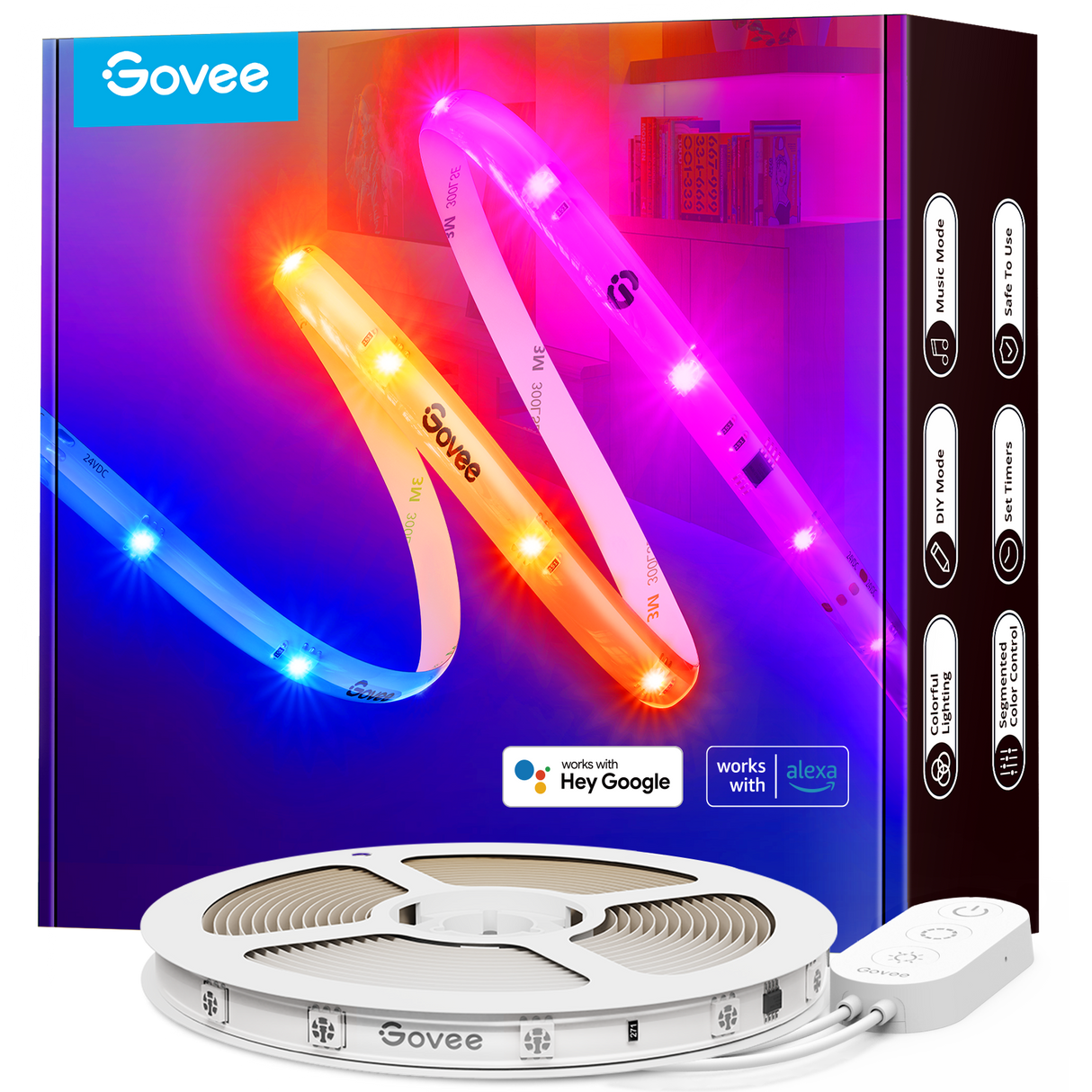 Govee RGBIC Alexa LED Strip Light, 5m Smart WiFi App Control, Alexa and  Google Assistant Compatible, Music Sync LED Lights for Bedroom, Living Room  : : Lighting