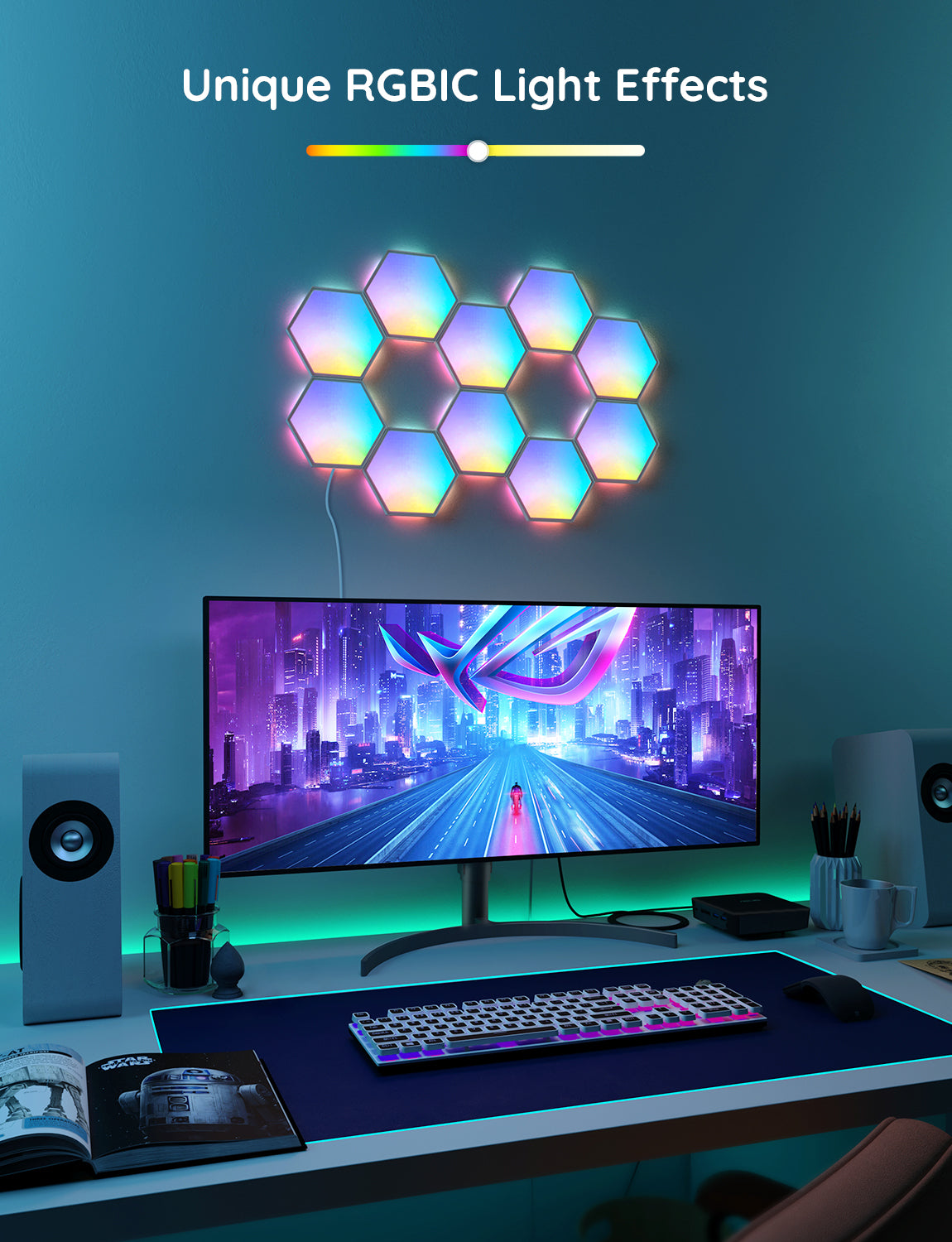 Govee Glide Hexa Light Panels (10PCS) - Smart RGBIC LED Panels for Gam ...